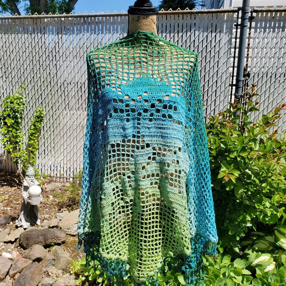 💖 New Handmade Crochet Shawl / Scarf / Pareo